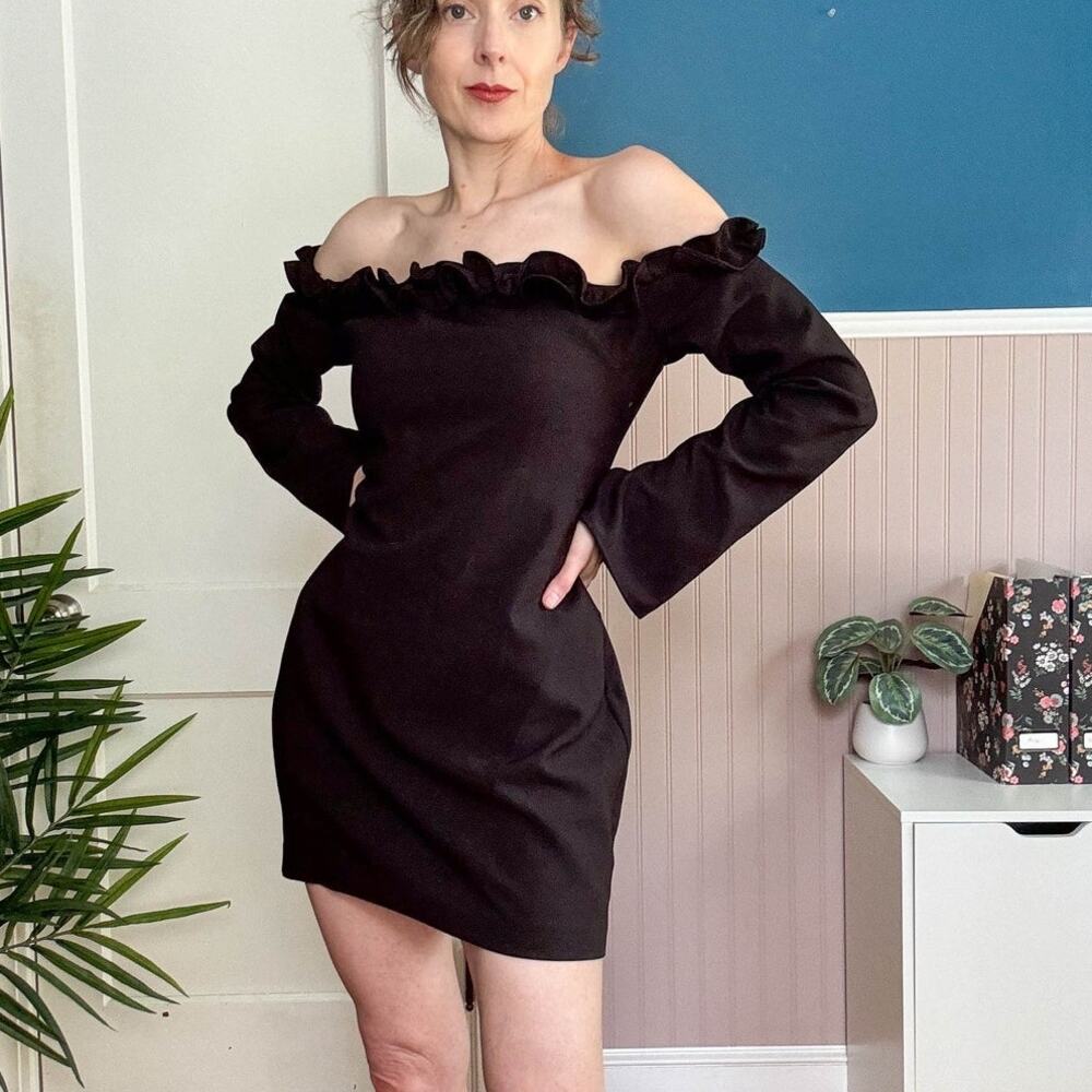 REVOLVE LIKELY Rumi long sleeve mini dress off shoulder ruffled neckline 3137